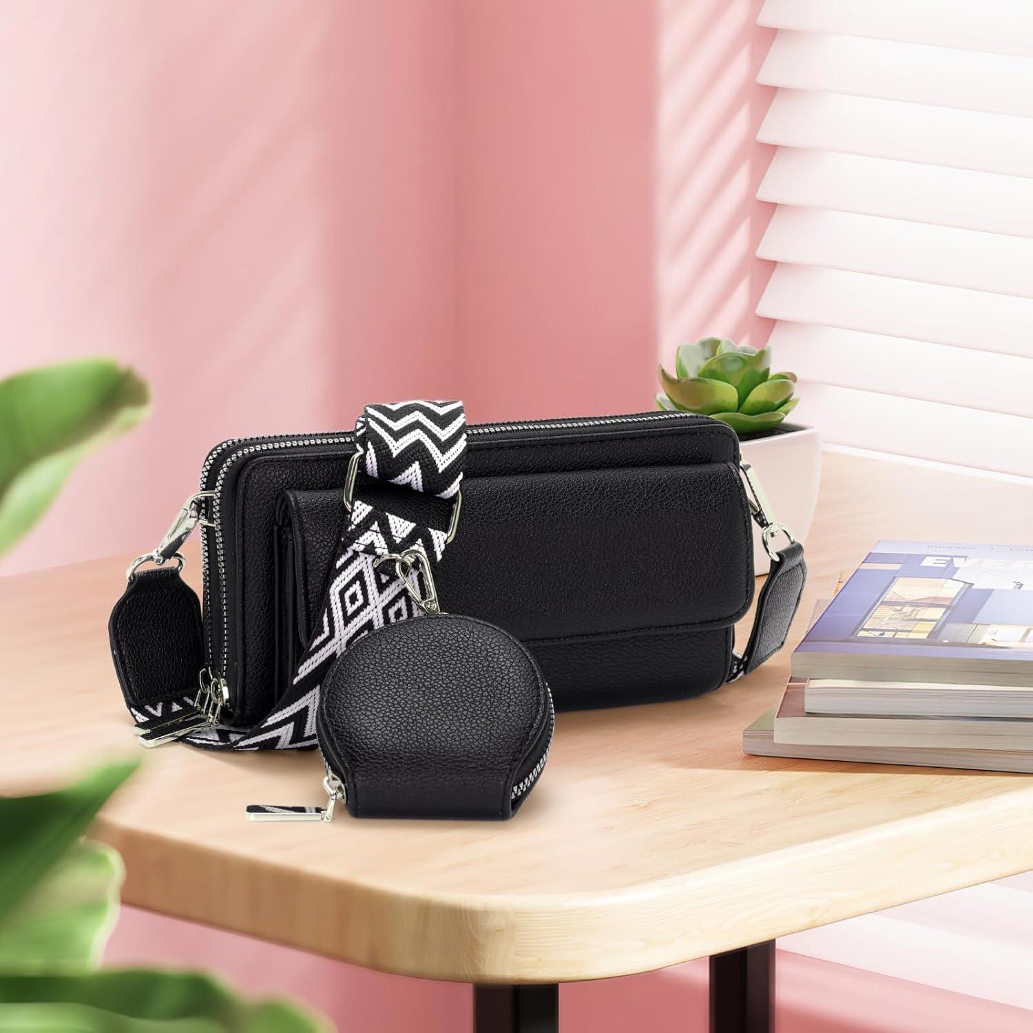 Schwarze handytasche umhängetasche für Damen mit