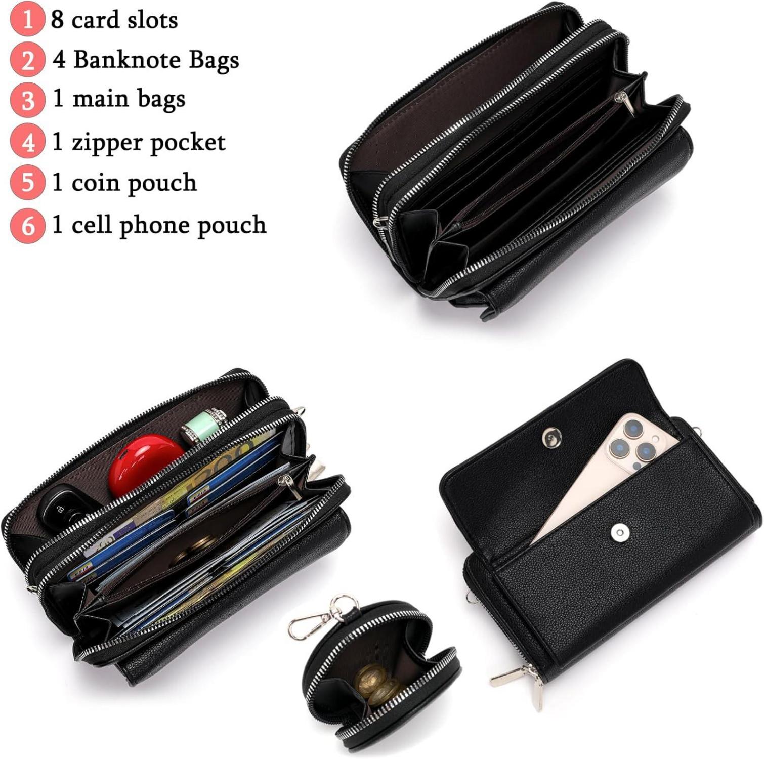 Snmoec Handytasche Umhängetasche Damen Klein Schwarz