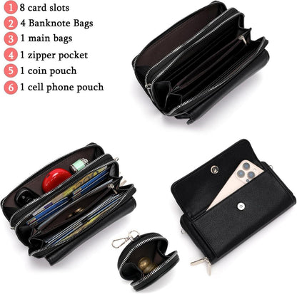 Snmoec Handytasche Umhängetasche Damen Klein Schwarz