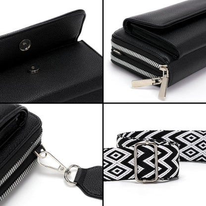 Handytasche Damen Umhängetasche Schwarz 6,9 Zoll Mit Kartenfach und