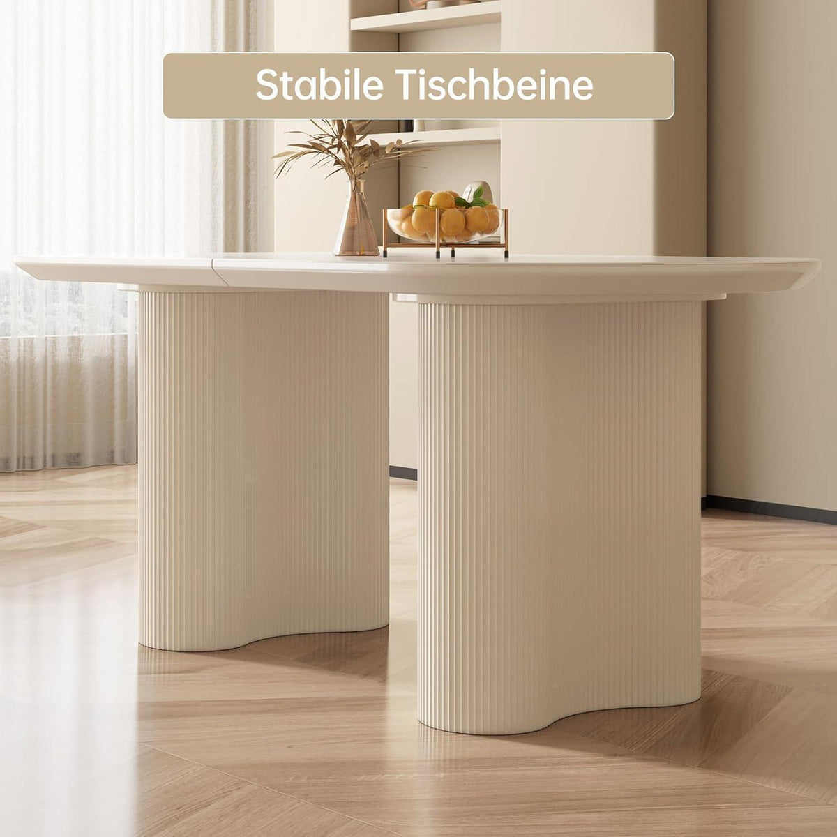 Moderner Esstisch Weiß mit 4 Polsterstühlen – Esszimmer Set 140cm
