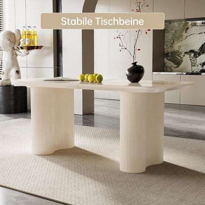 Moderner Esstisch Weiß mit 4 Polsterstühlen – Esszimmer Set 180cm