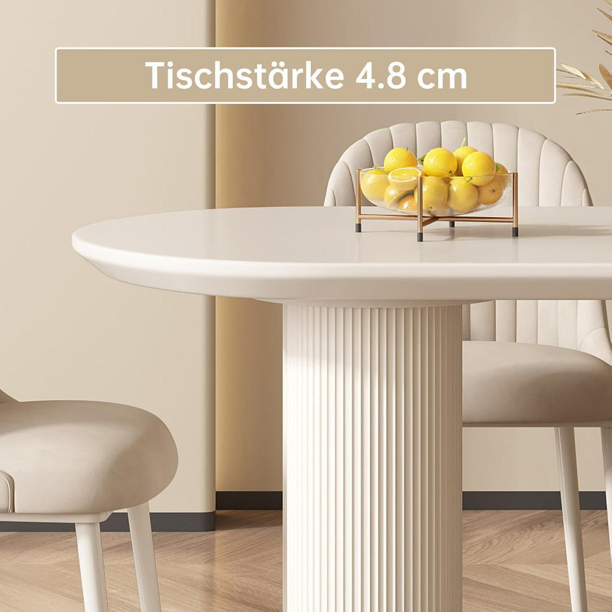 Moderner Esstisch Weiß mit 6 Polsterstühlen – Esszimmer Set 140cm