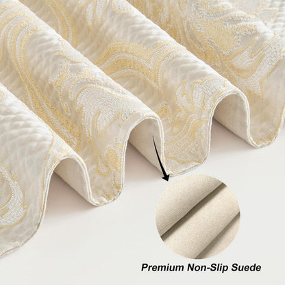 Tischläufer mit Quasten, Jacquard, Weiß & Gelb, 33x228cm