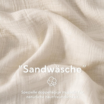Doppelmuslin Bettwäsche 135x200 Hellbeige 4-teilig Baumwolle