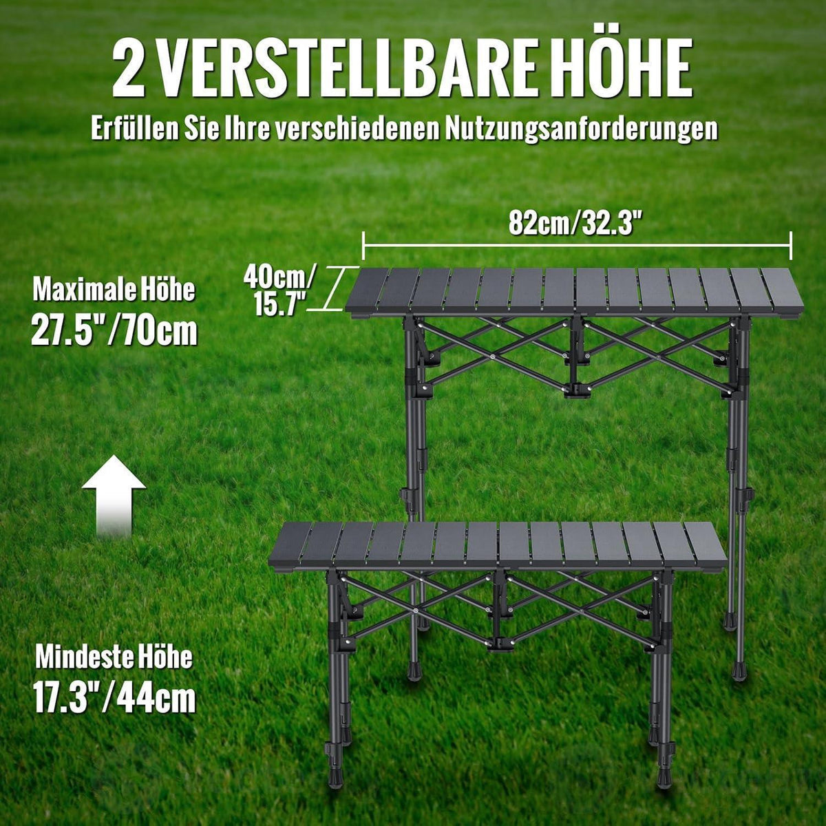 Klapptisch Camping 82x40cm 2-fach höhenverstellbar mit Tasche