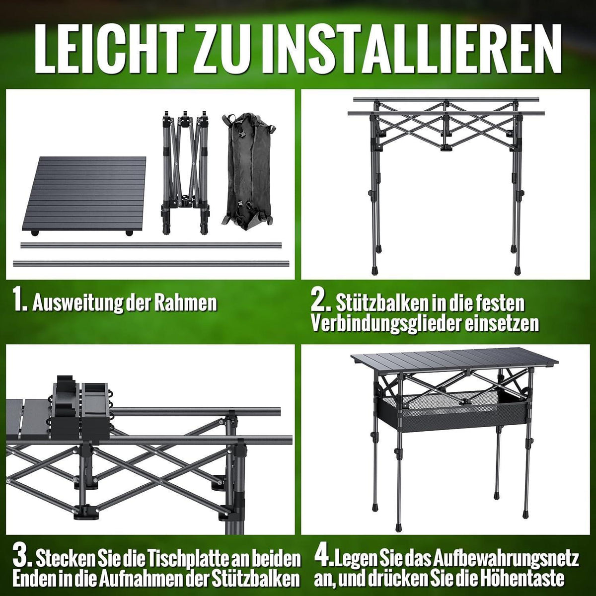 Klapptisch Camping 82x40cm 2-fach höhenverstellbar mit Tasche
