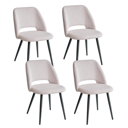 4er-Set Esszimmerstühle mit Cordbezug, Beige