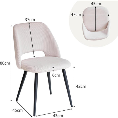 4er-Set Esszimmerstühle mit Cordbezug, Beige