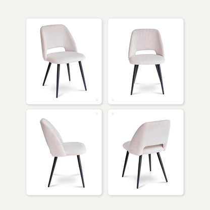 4er-Set Esszimmerstühle mit Cordbezug, Beige
