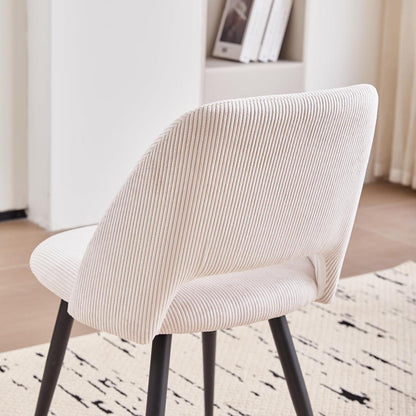 4er-Set Esszimmerstühle mit Cordbezug, Beige
