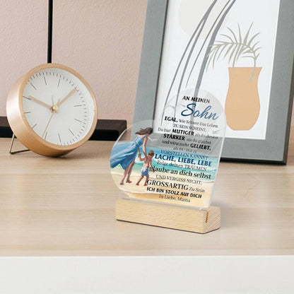 Herz Tischdeko mit Holzsockel – Geschenk für Sohn