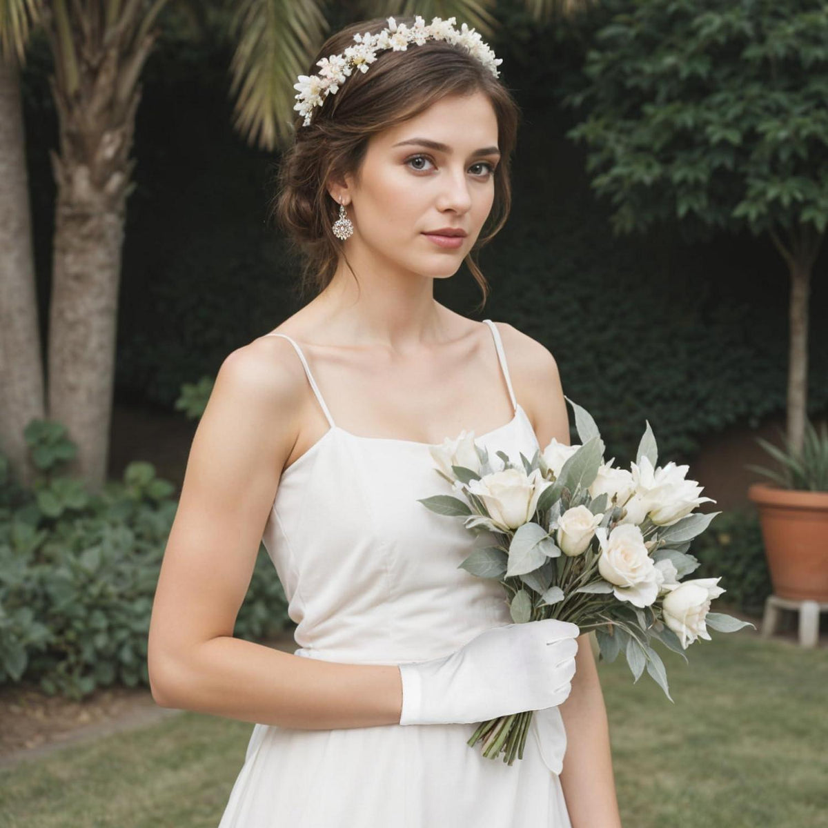 Brauthandschuhe Kurz Satin Weiß Elegant Hochzeit