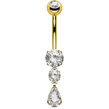 Bauchnabelpiercing Titan mit Zirkonia Tropfen Gold 14G