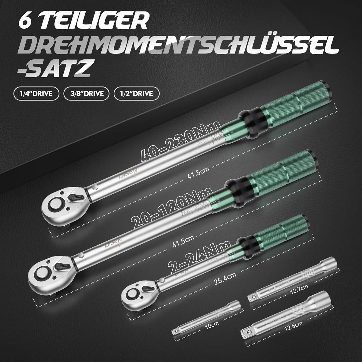 Drehmomentschlüssel-Set 6-teilig mit Kalibrierzertifikat