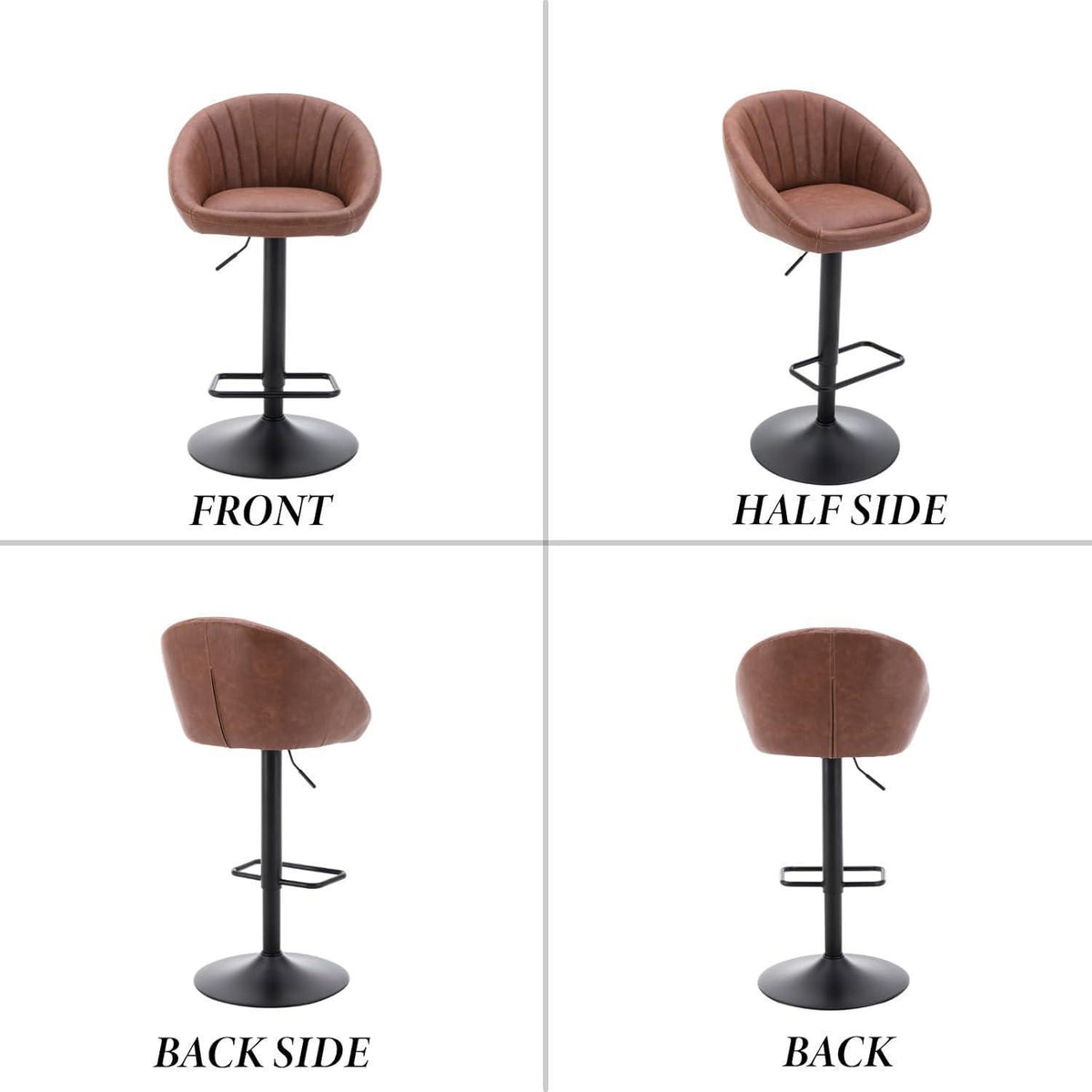Gepolsterte Barhocker 2er Set, Höhenverstellbar & Drehbar