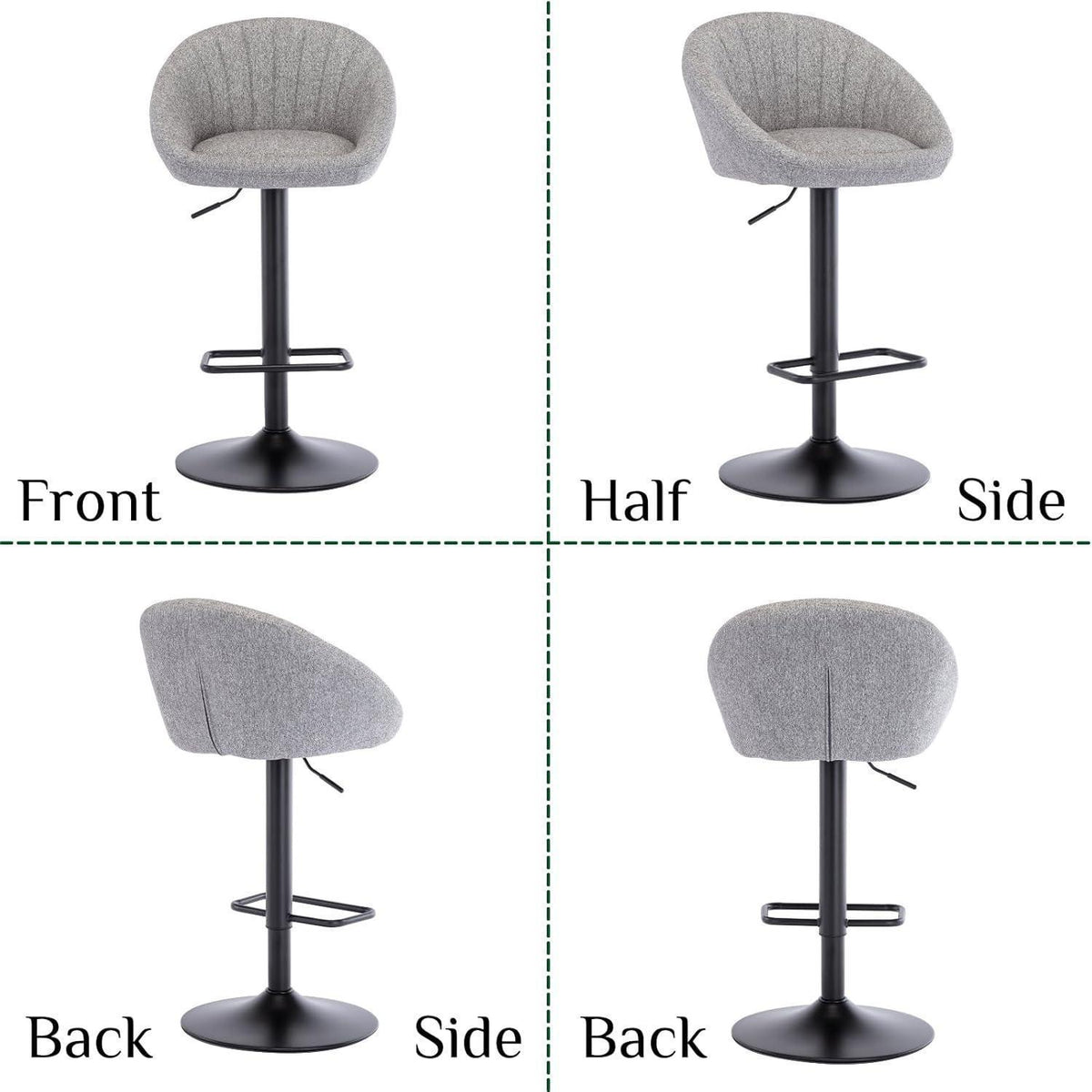 Gepolsterte Barhocker 2er Set, Höhenverstellbar & Drehbar