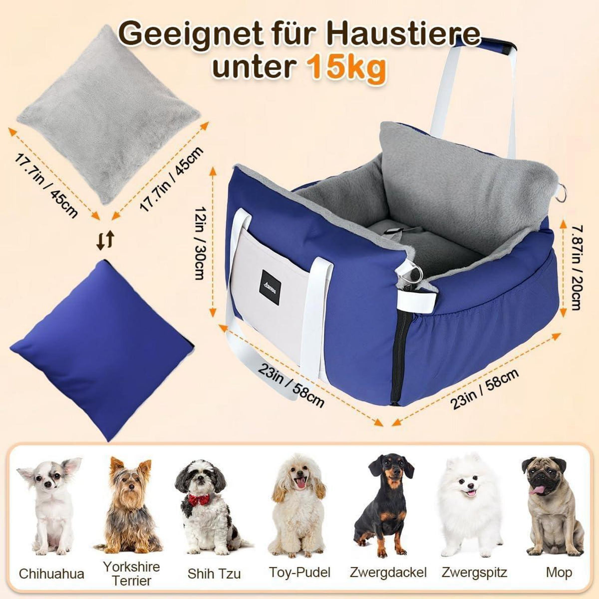 3-in-1 Hundesitz Auto & Reisebett – Komfort & Sicherheit für kleine Hunde