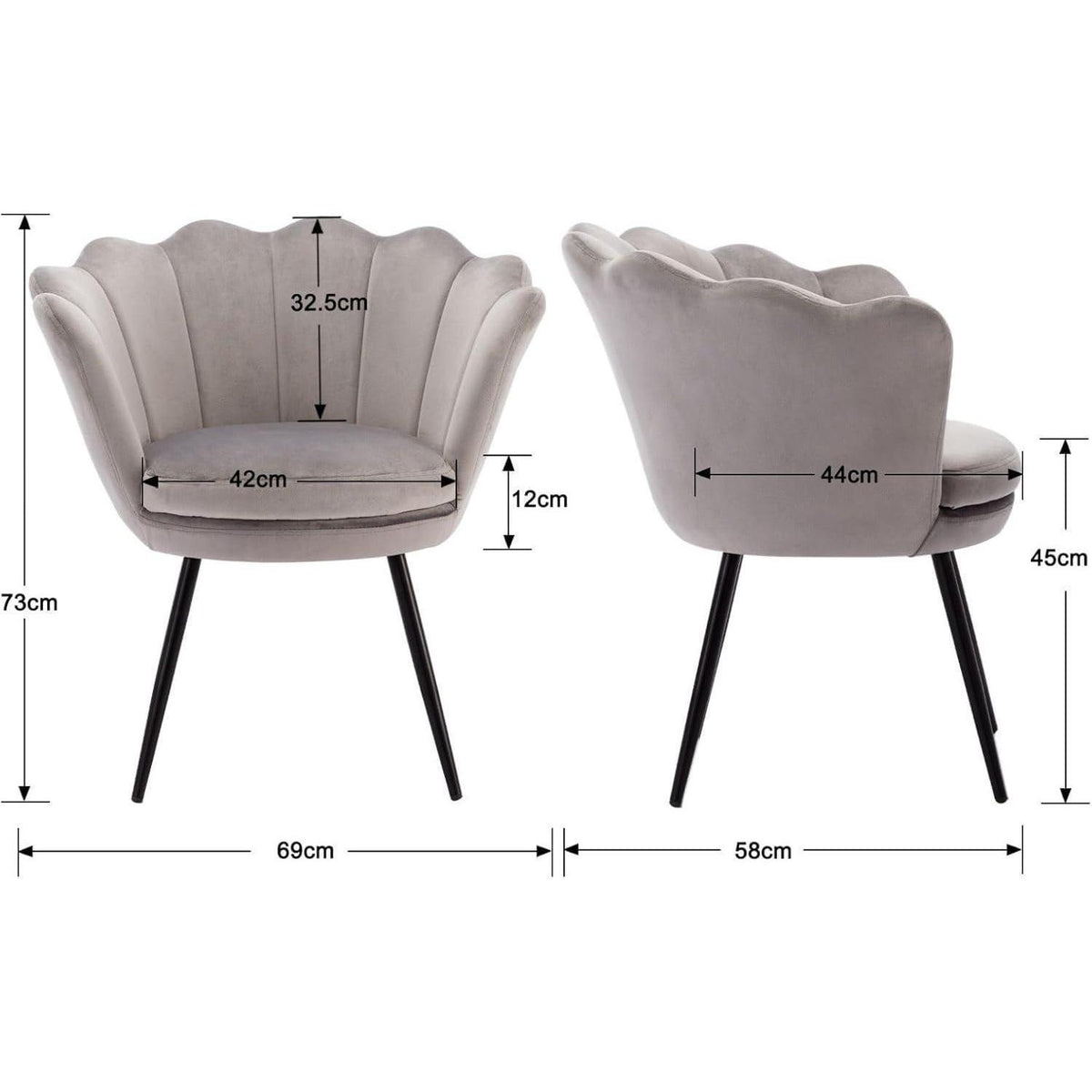 Samt Sessel Wohnzimmer mit Blumenform & Schwarz Beinen