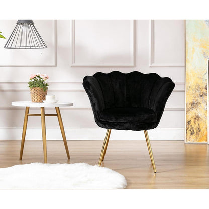 Teddystoff Sessel mit Goldfuß – Bequemer Loungesessel