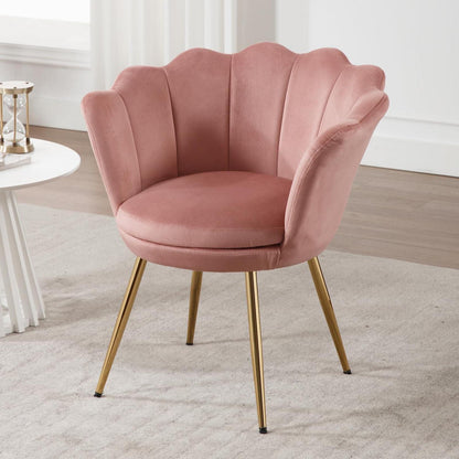 Samt Sessel Wohnzimmer mit Goldfuß & Blumenform Rosa