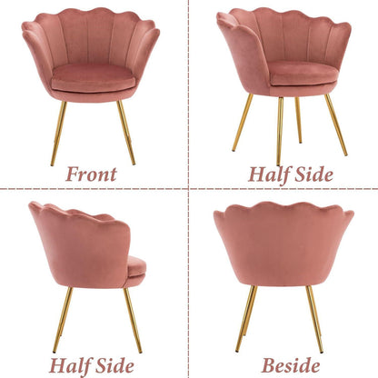 Samt Sessel Wohnzimmer mit Goldfuß & Blumenform Rosa