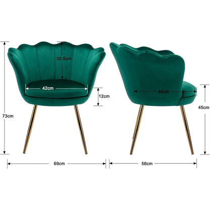 Samt Sessel Wohnzimmer mit Goldfuß & Blumenform