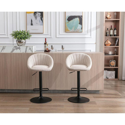 Gepolsterte Barhocker 2er Set, Höhenverstellbar & Drehbar