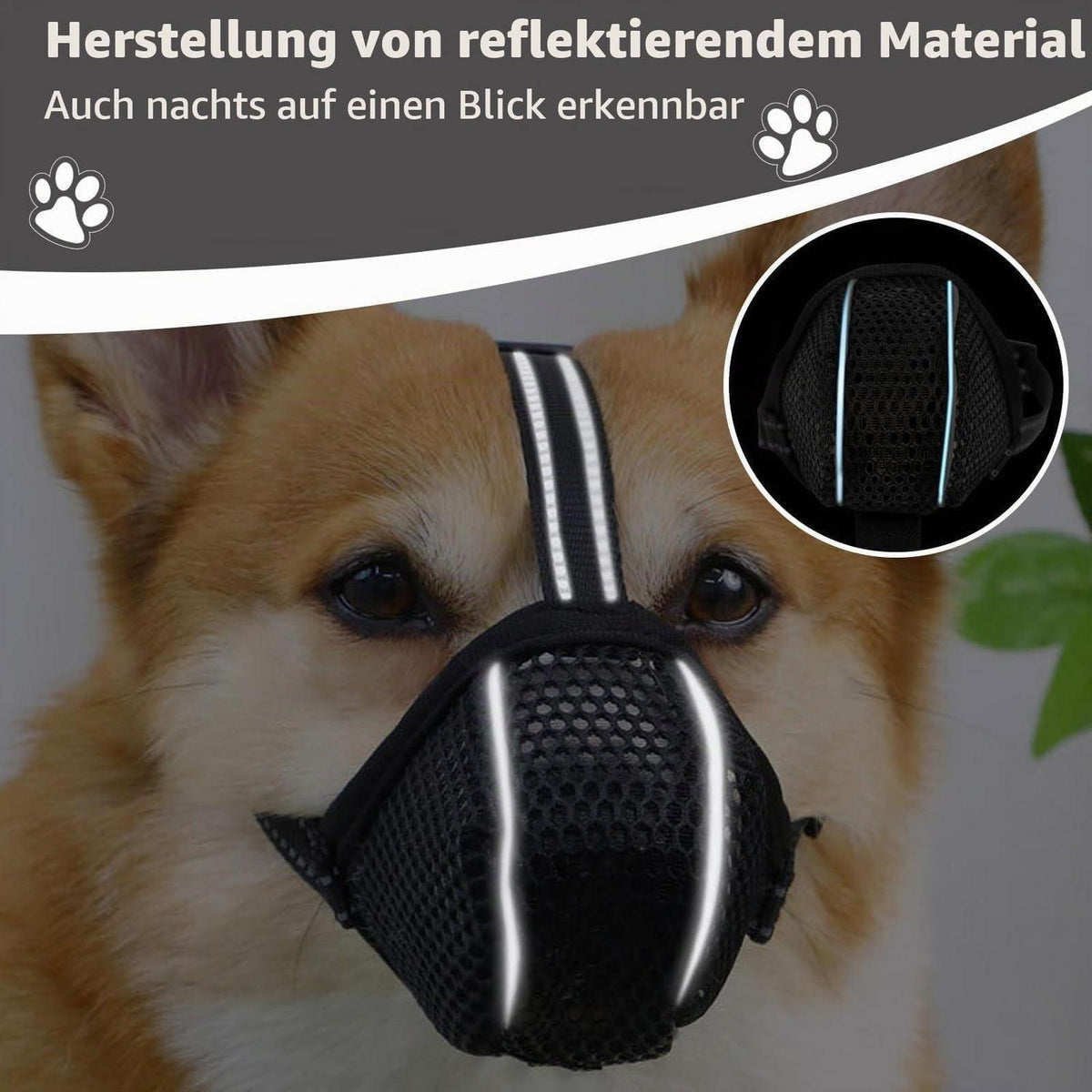 Atmungsaktiver Hundemaulkorb – Verstellbar, Reflektierend, Größe M