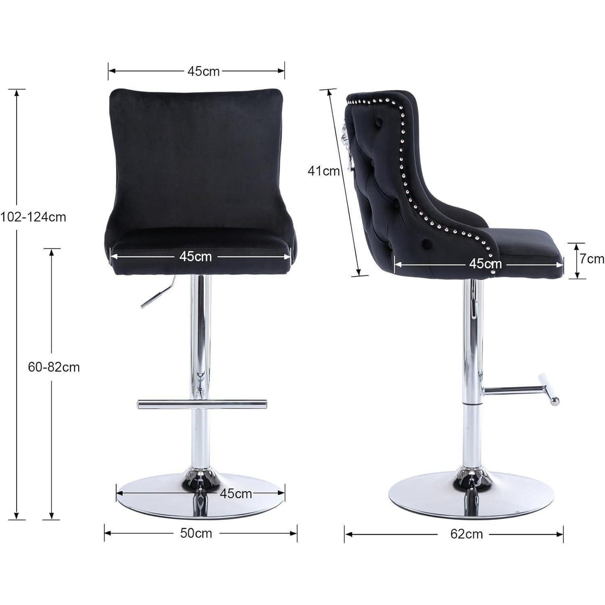 Samt Barhocker 2er Set, Höhenverstellbar & Modern