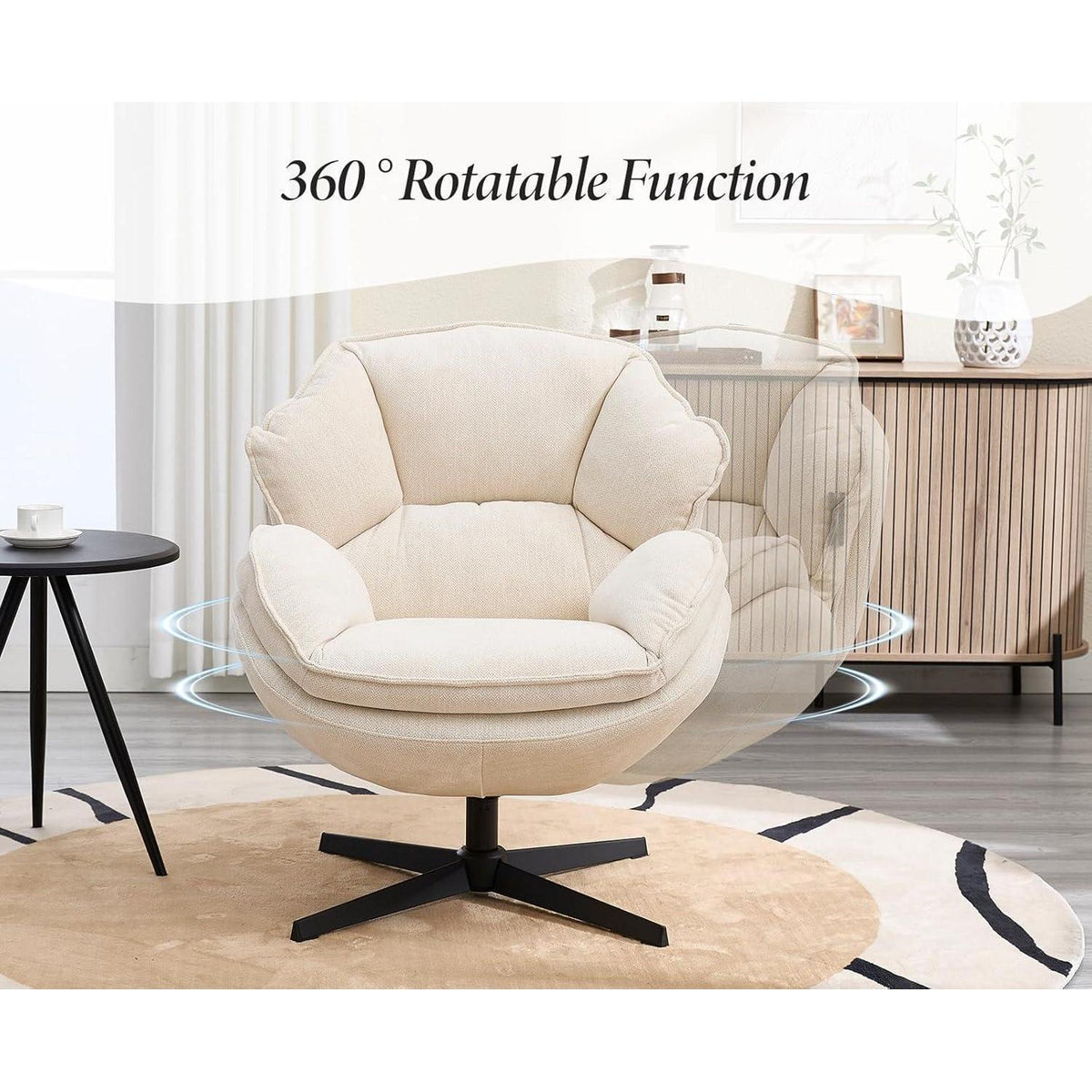 Drehbarer Loungesessel mit Chenillebezug – Weiß