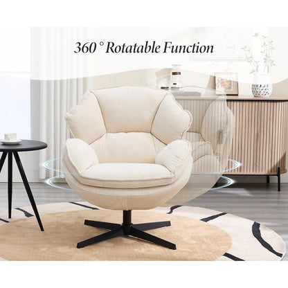 Drehbarer Loungesessel mit Chenillebezug – Weiß