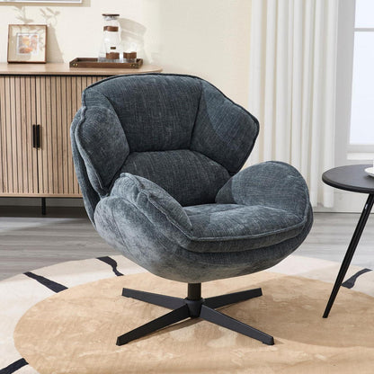 Drehbarer Loungesessel Blau – Chenille Gepolstert & Komfortabel