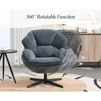 Drehbarer Loungesessel Blau – Chenille Gepolstert & Komfortabel