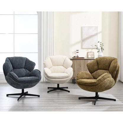 Drehbarer Loungesessel Blau – Chenille Gepolstert & Komfortabel