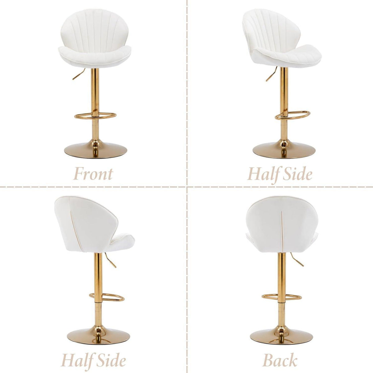Beige Samt Barhocker 2er Set, höhenverstellbar