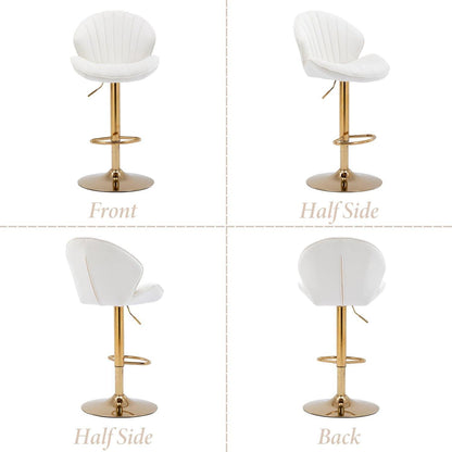 Beige Samt Barhocker 2er Set, höhenverstellbar
