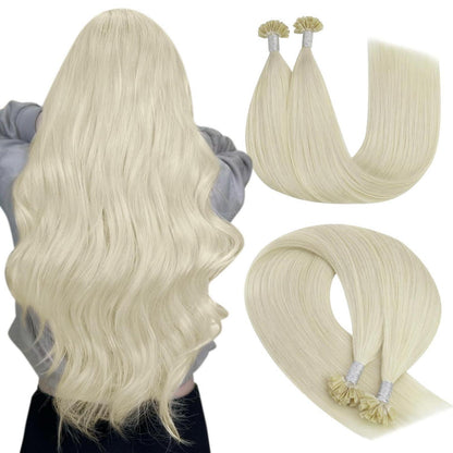 Echthaar Bondings Platinblond - 60cm, 50g, U-Tip