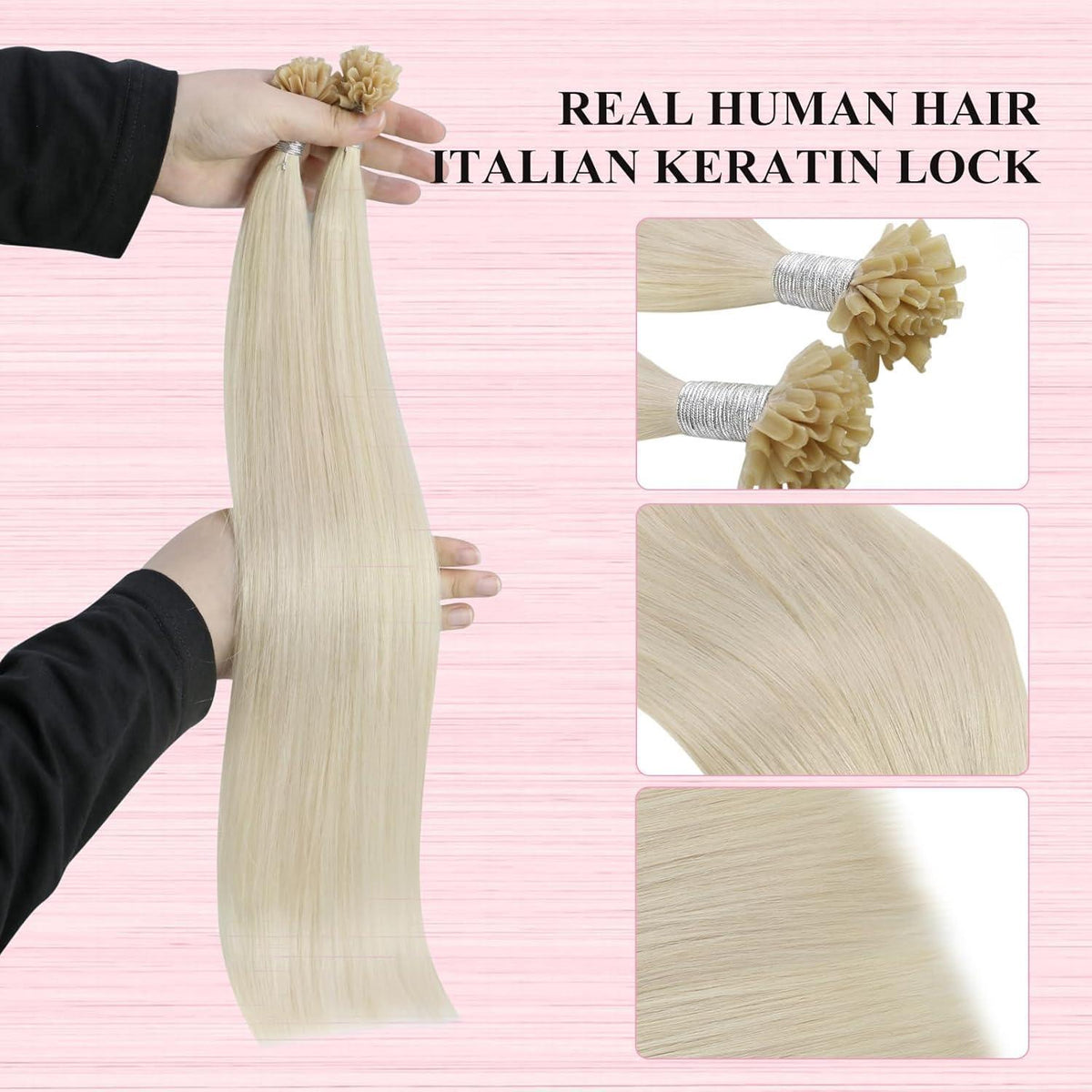 Echthaar Bondings Platinblond - 60cm, 50g, U-Tip