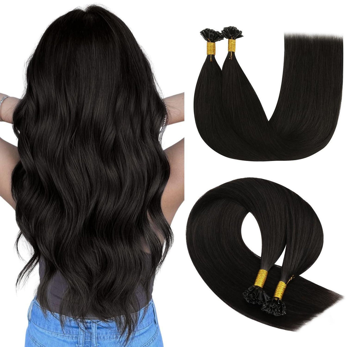 Echthaar Bonding Extensions Dunkelbraun 60 cm