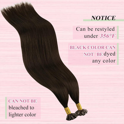 Echthaar Bonding Extensions Dunkelbraun 60 cm