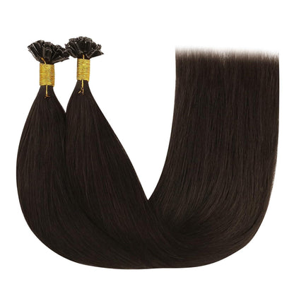 Echthaar Bonding Extensions Dunkelbraun 60 cm
