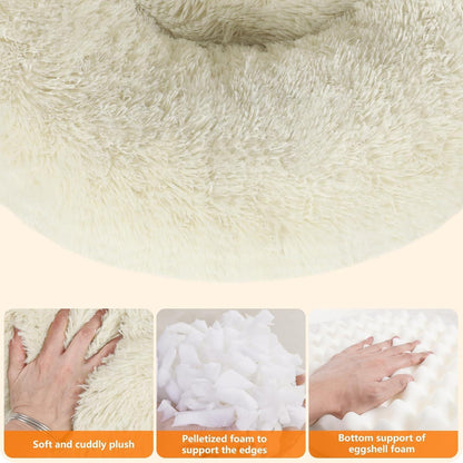 Orthopädisches Hundebett rund, 120 cm Ø, Beige
