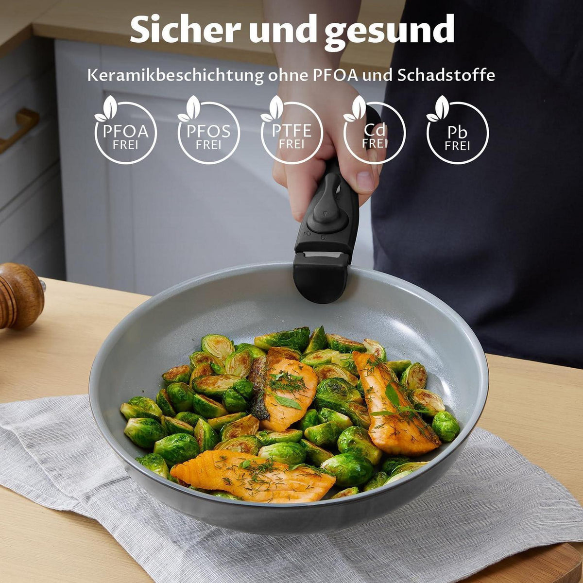 Keramik Topfset 17-teilig Dunkelgrau – Kochgeschirr Komplettset