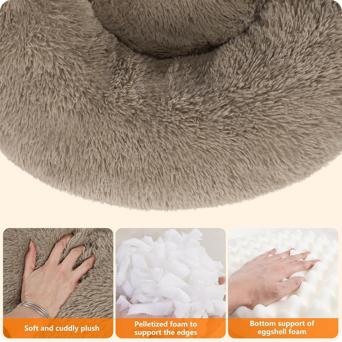 Orthopädisches Hundebett rund, 90 cm, Kamelbraun