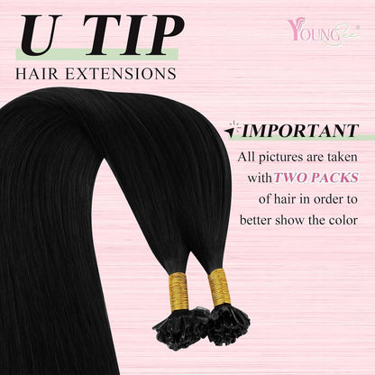 Echthaar Bonding Extensions Schwarz 60cm - 50g