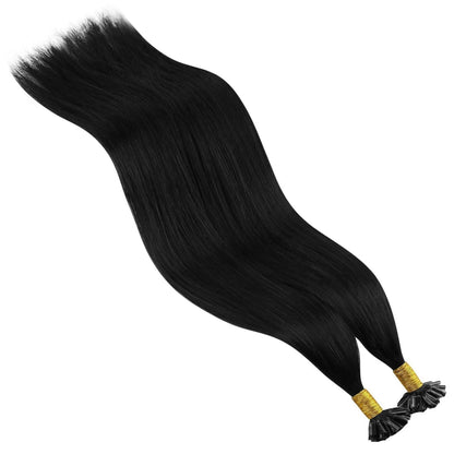 Echthaar Bonding Extensions Schwarz 60cm - 50g