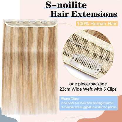 Echthaar Haarverlängerung Clip-In, Hellgolden Blond/Weißblond