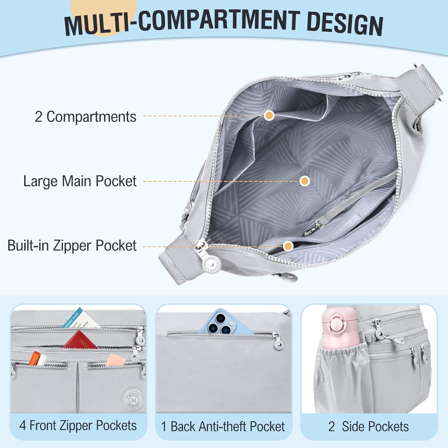 TEUEN Crossbody Bag Damen Große Kapazität Wasserdicht Nylon Umhängetasche