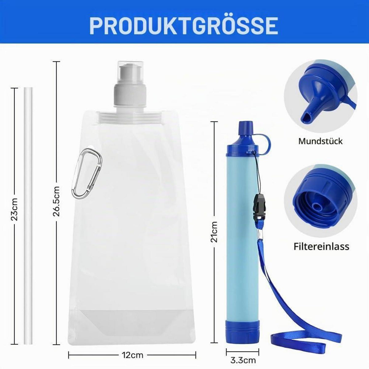 Personal Wasserfilter 3er Set für Outdoor & Notfälle